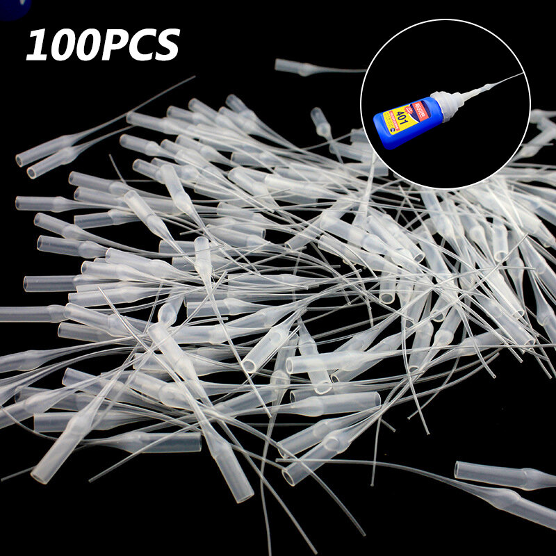 100 piezas de pegamento Micro-puntas de botella de pegamento de plástico puntas de pegamento extensor de precisión