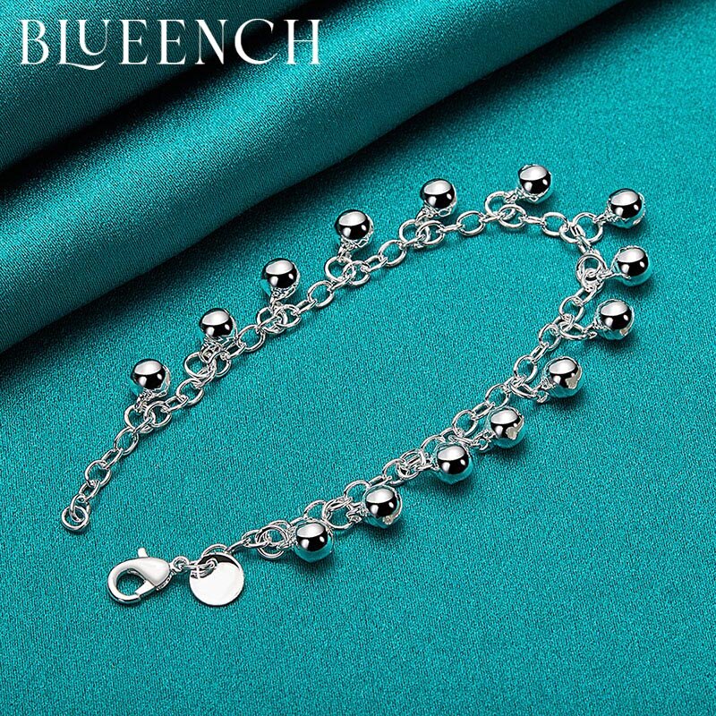 Blueench Gelang Berpinggiran Lonceng Perak Murni 925 untuk Perhiasan Fashion Pesta Tanggal Wanita