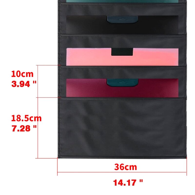Hanging File Folder Heavy Duty Tear Resistant Organization Pocket with 10 Pockets Storage Bag Large Capacity