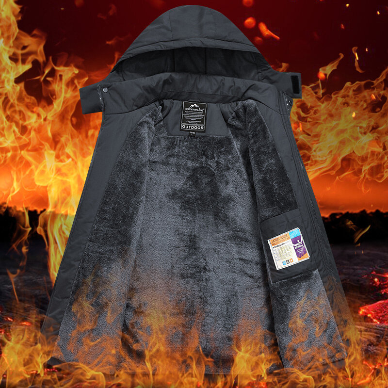 Giacca primaverile da uomo 2023 giacca a vento impermeabile con cappuccio cappotto marito capispalla calda in pile nero Techwear Parka antivento maschile