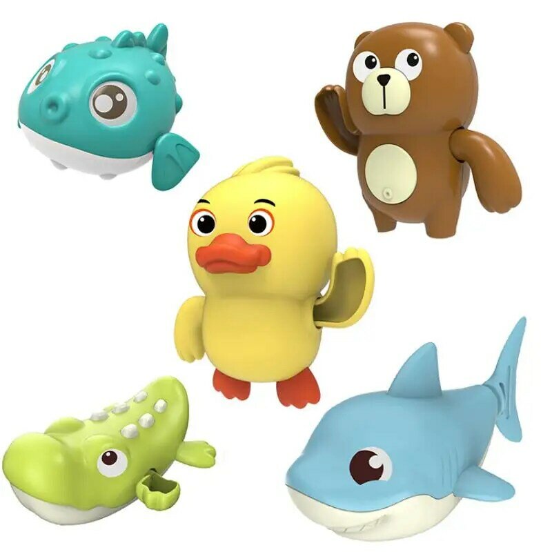 Mainan bak mandi anak, mainan mesin jam berenang hewan mengambang kartun hewan bayi pendidikan dini kamar mandi hadiah pantai