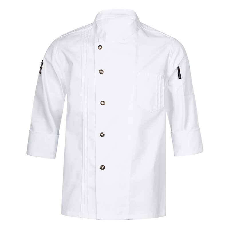 Chaqueta blanca de manga larga para hombre, uniforme de Chef para restaurante, Hotel, cocina, ropa de cocina, camisas de servicio de comida