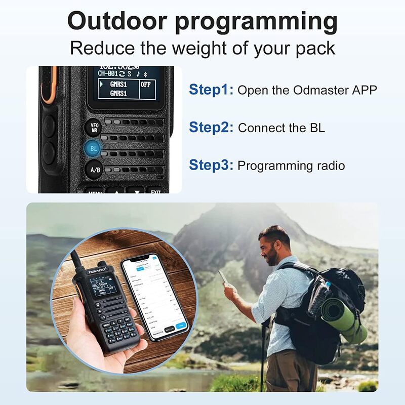 TIDRADIO-walkie-talkie profesional de largo alcance, de 10W Radio bidireccional, conexión, aplicación de teléfono, programación inalámbrica, HAM GMRS, 2 piezas, TD H8
