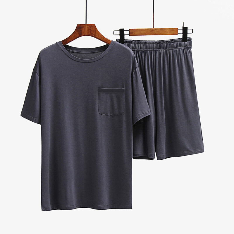 Large Size Conjuntos De Pijama New Modal Short Sleeve Shorts Suit Sleepwear Men's Pajamas Summer Home Clothes Male Home Sets