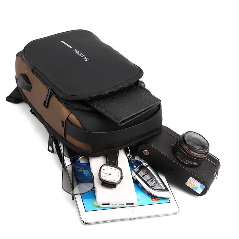 多機能盗難防止USBハンドバッグ,男性用多機能ショルダーバッグ,クロスボディバッグ,トラベルバッグ,チェストバッグ