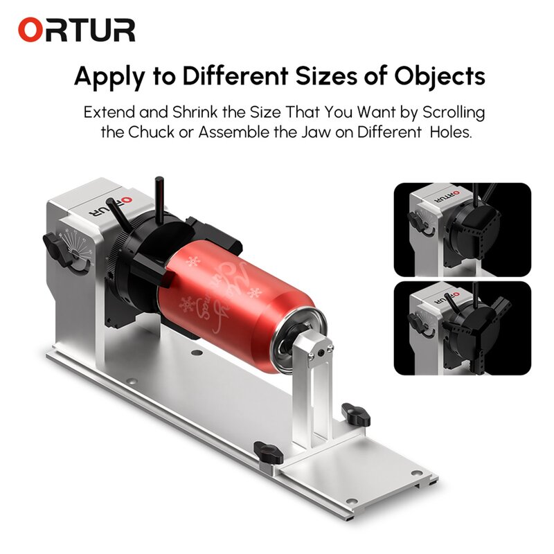 ORTUR (YRC1.0) Y-axis CNC Laser Engraver Rotary Chuck 360 Rotating 180 Horizontal Flip Angle Base Engraving Cylindrical Machines