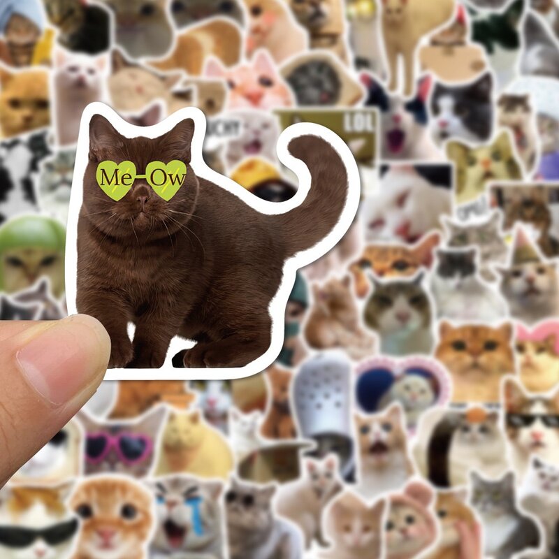 10/50/100pcs śmieszne słodkie kot MEME naklejki ze zwierzętami Kawaii naklejki Scrapbooking Notebook bagaż Laptop nadruk z motywem deskorolki zabawka
