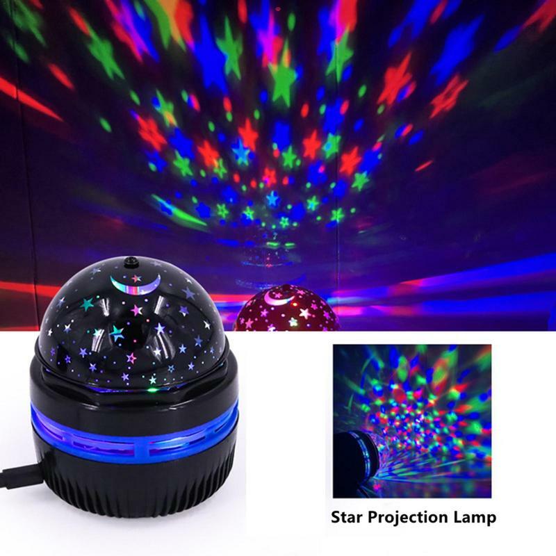 USB alimentado colorido girando luz bola mágica, lâmpada do projetor estrela, atmosfera do carro, KTV, bar, discoteca, DJ, festa, palco, novo