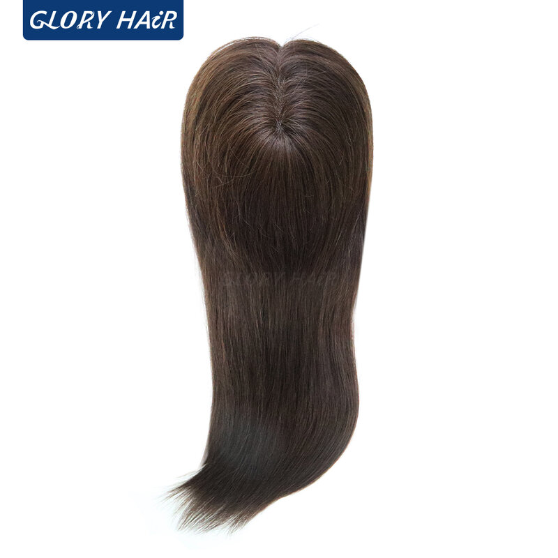 Gloryhair-TP18 Remy cabelo humano Topper para mulheres, Toupee reto natural, chinês 3 grampos de cabelo, pedaços de cabelo, 14 em