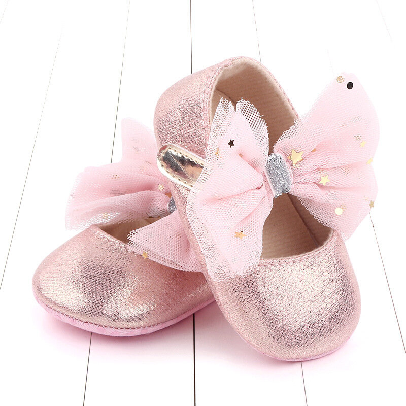 Zapatos de bebé con lazo para niñas pequeñas, zapatos de suela suave para caminar de princesa