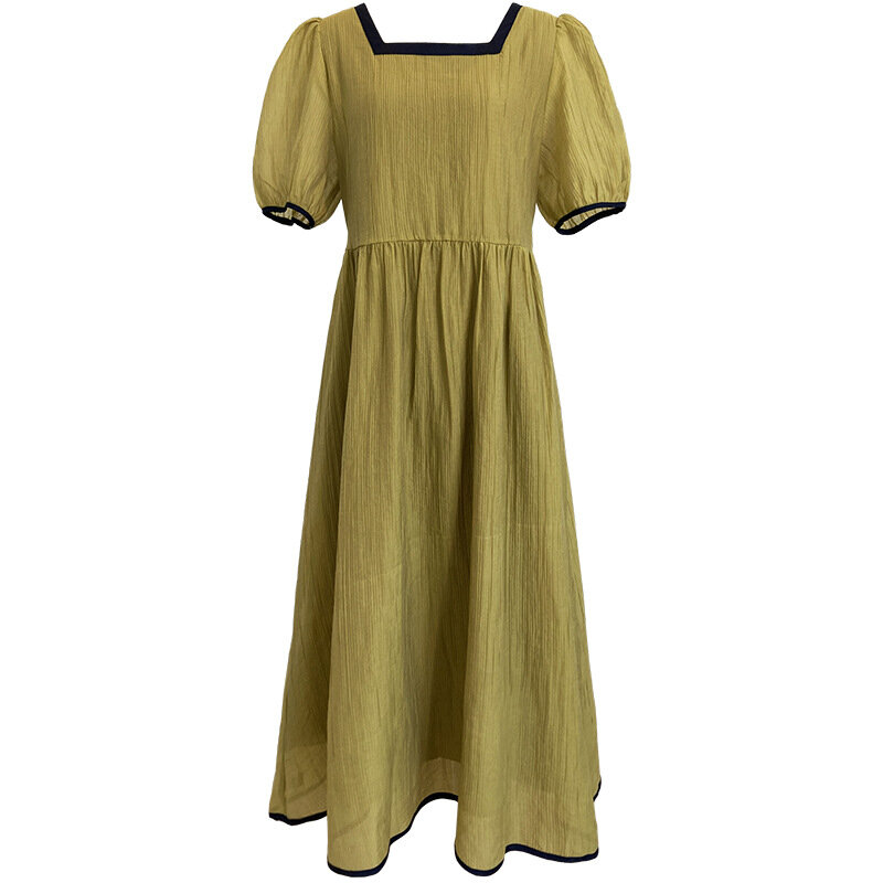여성용 O넥 롱 랩 드레스, 우아한 짧은 퍼프 소매 A린 드레스, 섹시한 하이 웨이스트 슬림 미디 드레스, 2023 여름