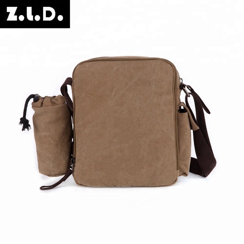 ZUOLUNDUO Solid color shoulder high capacity men canvas messenger bag fashion