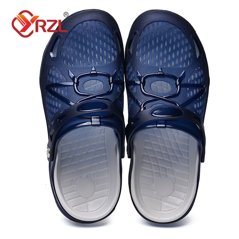 YRZL Men Shoes Beach Slippers Outdoor Hollow Out Casual Beach Sandals Comfortable Clogs Non-slide Male Water Shoes Mens Slippers