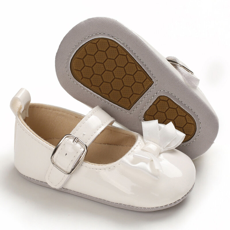 เด็กทารกแรก Walkers เด็กเจ้าหญิงรองเท้าใส่เดิน Oddler เจ้าหญิงโบว์แบบผูก Crib รองเท้า PU อุปกรณ์ประกอบฉากการถ่ายภาพ