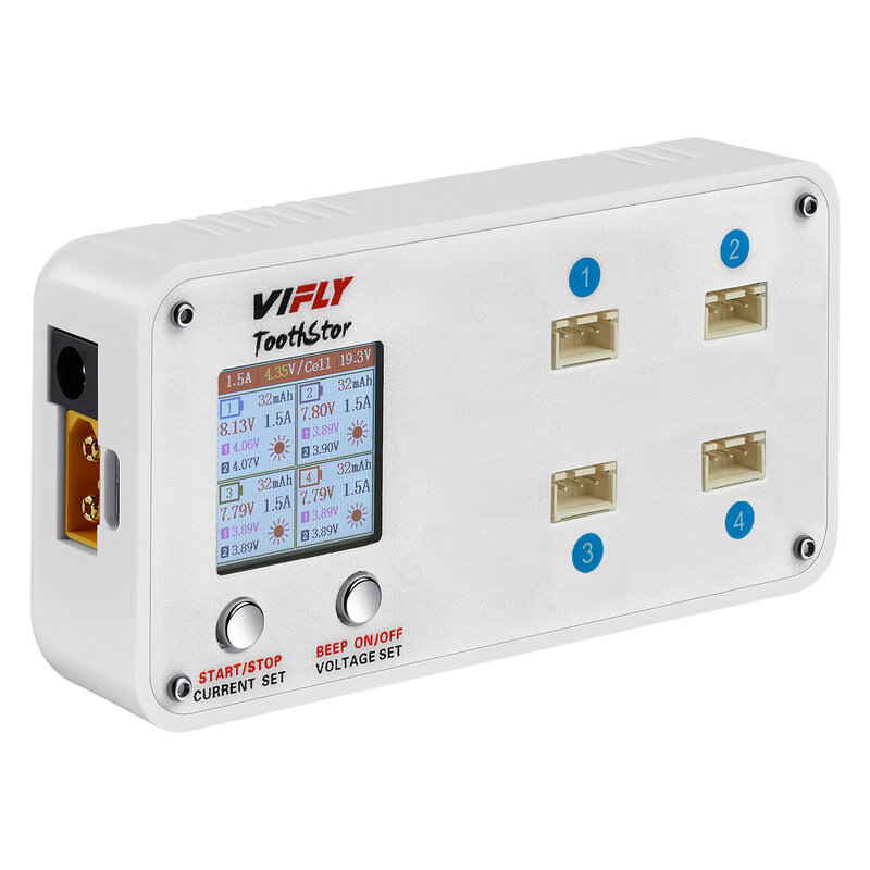 VIFLY tooth Stor - 4 порта 2S балансирующее зарядное устройство с режимом хранения для FPV дрона