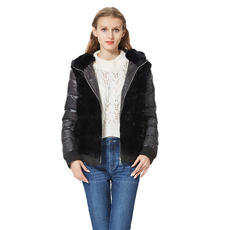 女性のための自然な短いウサギの毛皮のジャケット,冬の服,半袖,スポーツコート,ベストセラースタイル
