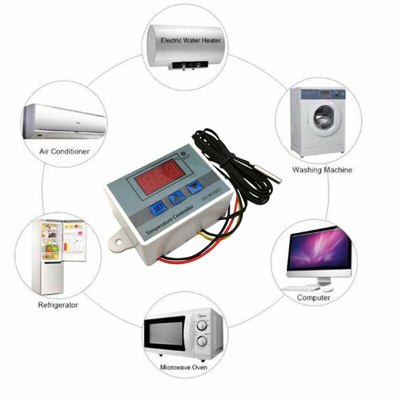Microordenador Led con pantalla Digital, controlador de temperatura, termostato, medidor de interruptor de Control, XH-W3002