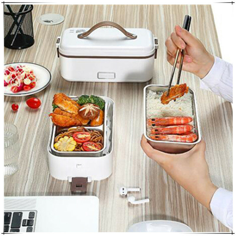 Electric lunch box electric heating thermal insulation steaming hot rice device office workers bento box portable double boiler