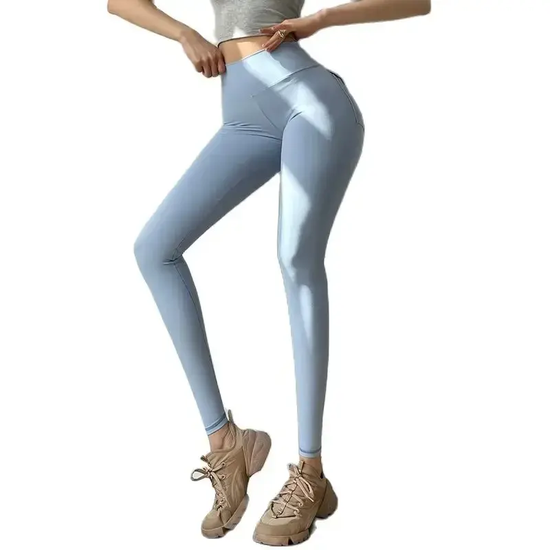Pantalones de Yoga de doble cara con bolsillo desnudo para mujer, cintura alta, melocotón, cadera, crisantemo, Fitness, celebridad en línea