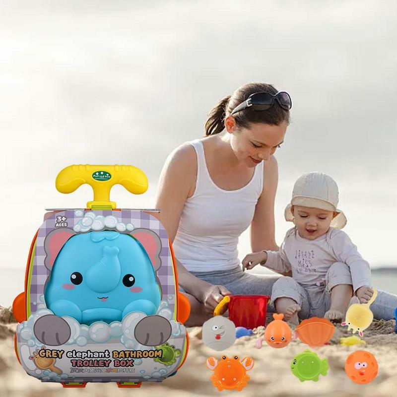 Kinder tragbare Strand Sand Spielzeug Set mit Trolley Fall Sommer Outdoor-Spiele Strand Spielzeug Geschenk für Kinder Kleinkinder Jungen Mädchen