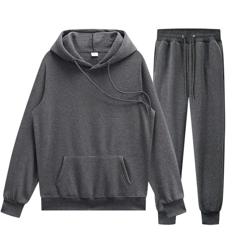 New Fashion Men's Sweater Pants Hoodie Easy Two Piece 2023 Casual Couple Solid Sportswear Women's Campus Style Sweater Set