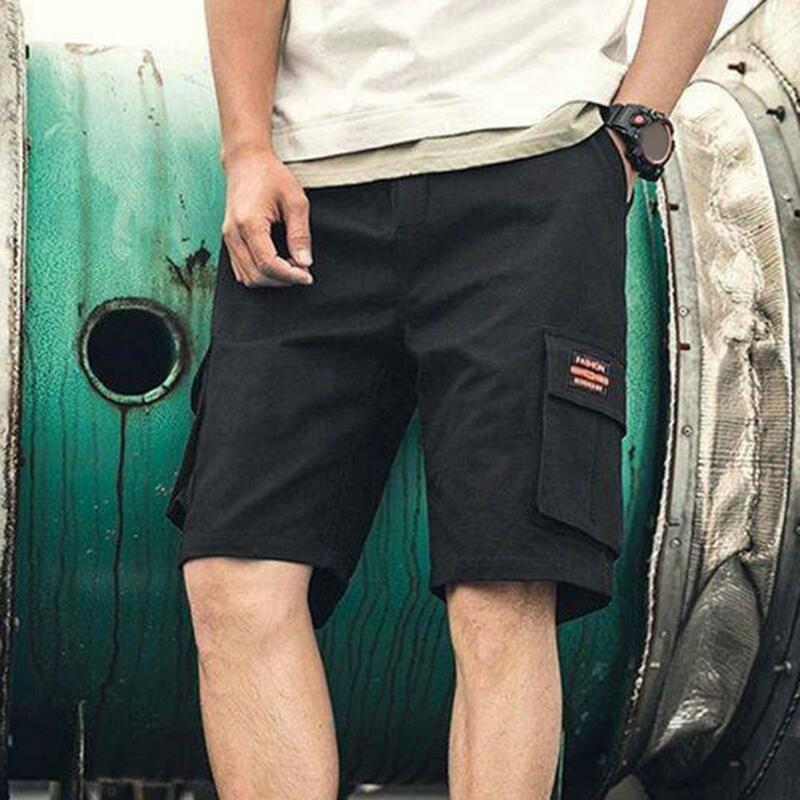 Men Elastic Waist Shorts Comfortable Casual Shorts Men's Plus Size Cargo Shorts Breathable Quick-drying Knee Length for Comfort