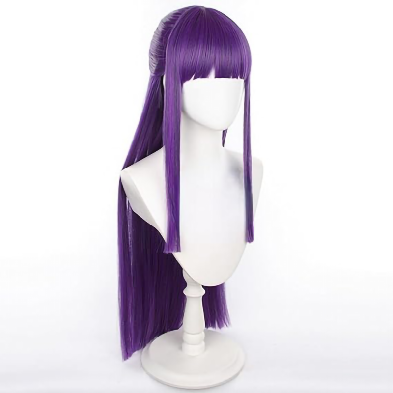 Wig Cosplay Fern 80cm Wig Anime Sousou No Frieren rambut sintetis tahan panas pesta Halloween Wig ungu