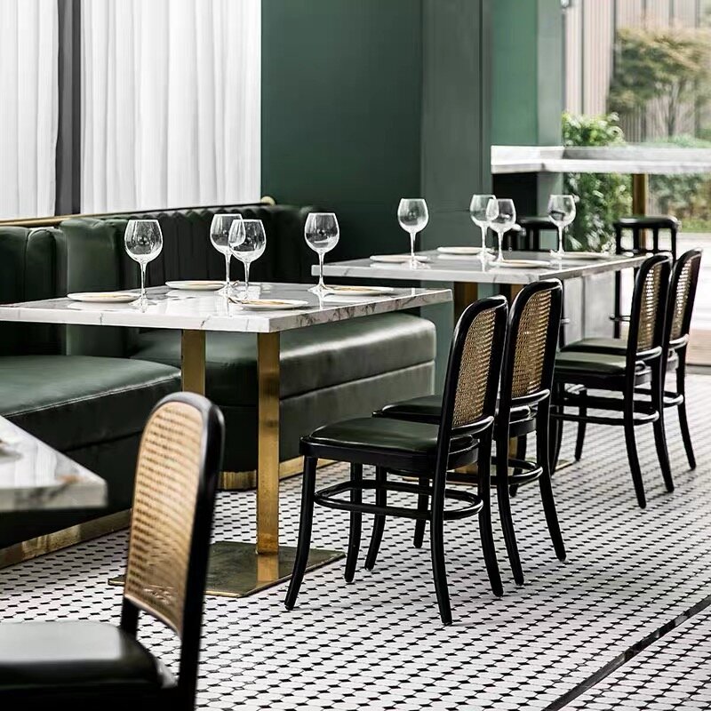 Popularne komercyjne wykorzystanie z marmurową powierzchnią kawa Bar śniadaniowy kolacja meble jadalnia restauracja stół z krzesłami