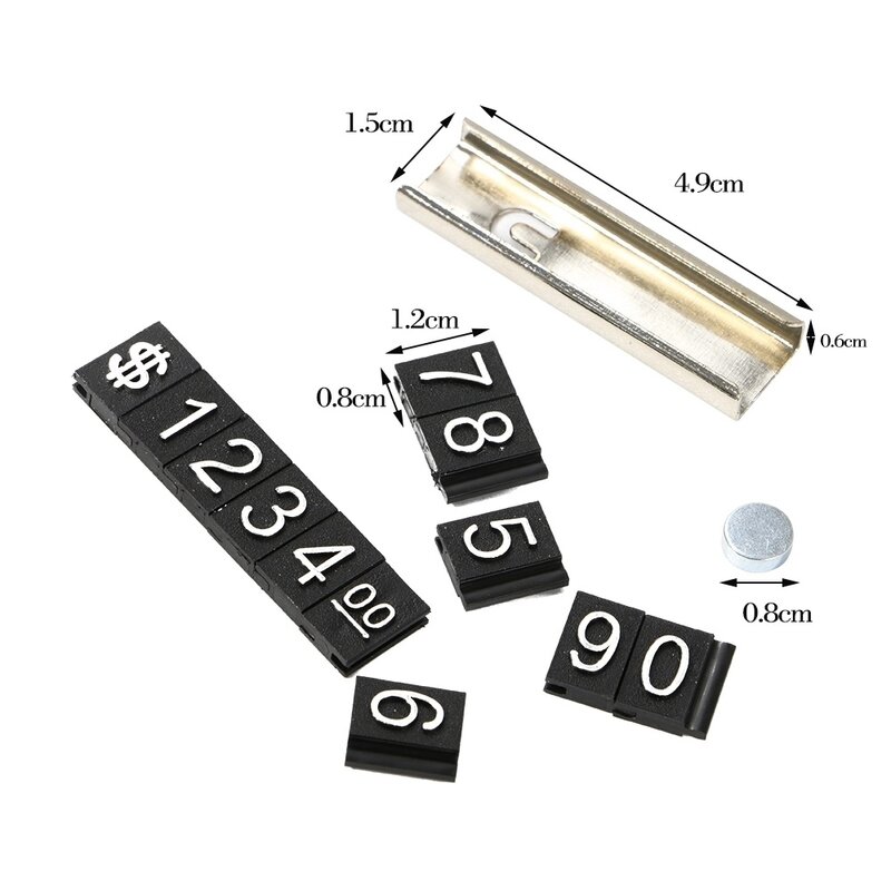 Kit di cartellini dei prezzi regolabili spaccati per indumenti $ Euro Badge vestiti Display a cifre numeriche cubo segno etichetta bordo in lega cornice magnetica