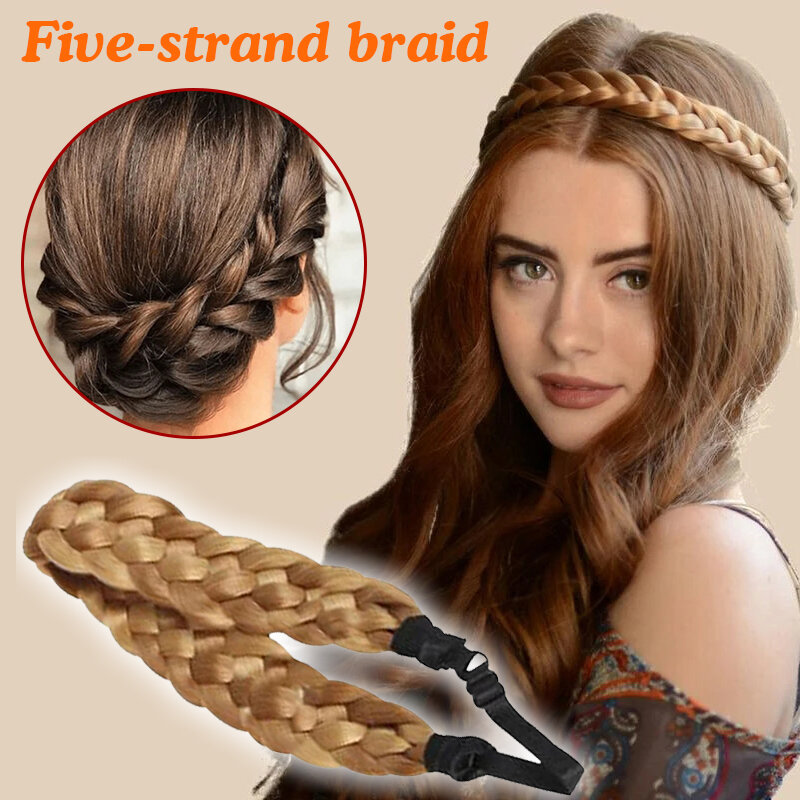 5-Strand cabelo trançado em forma de hairband, fácil desgaste retro, peruca cabeça banda para a mulher, uso diário, conveniência, estilo australiano, moda