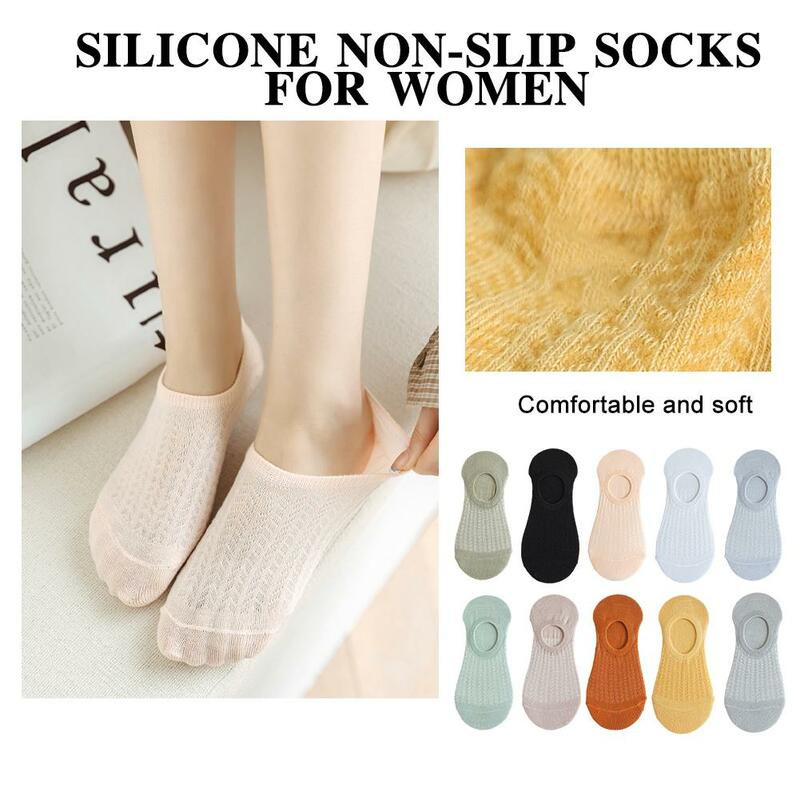 Calcetines tobilleros invisibles de algodón para Mujer, medias tobilleras antideslizantes de silicona, 1 par, X9G2