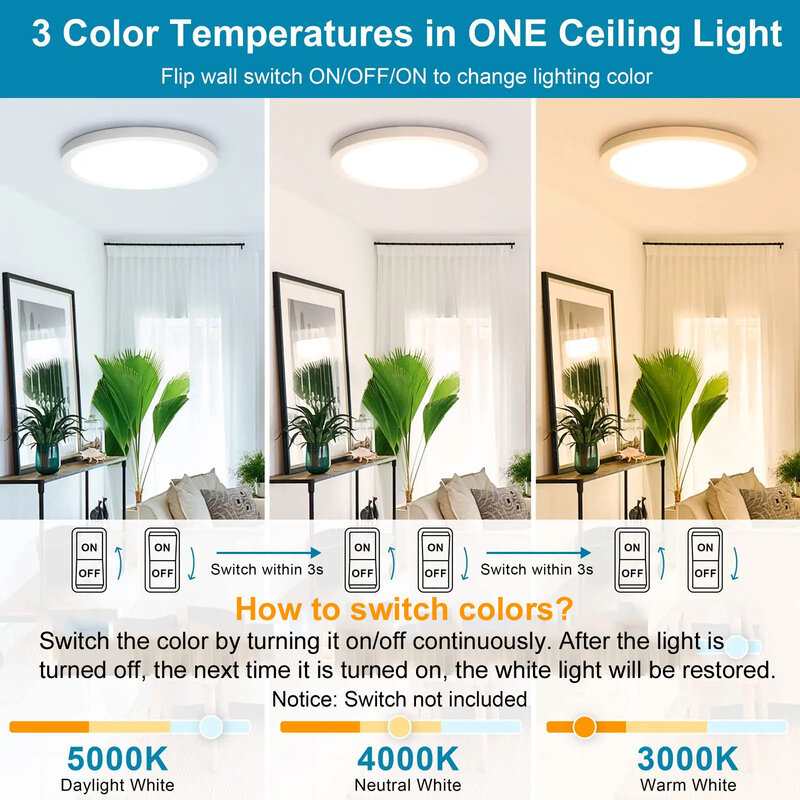 Lámpara de techo LED ultrafina de 37cm, 30W/40W/50W/72W, luces LED de Interior de estilo moderno, anillo de luz de techo para Decoración de cocina y habitación, 220V