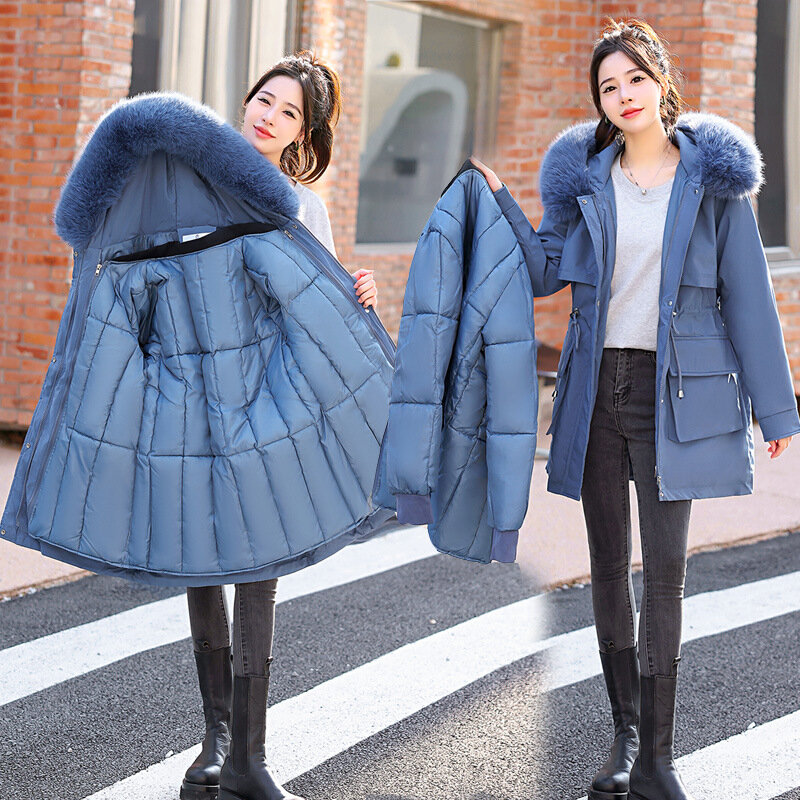 女性用の取り外し可能な綿のタンクスーツ,中程度の長さのフード付きコート,6色,秋冬,新しいコレクション2023