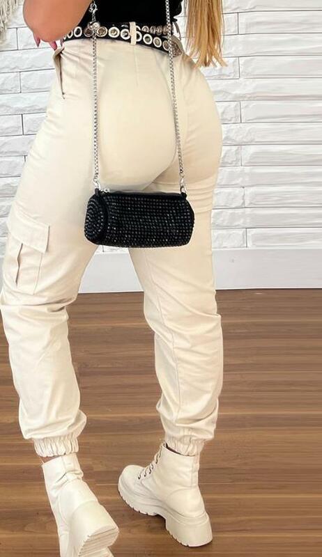 Pantalones largos de cintura alta con bolsillos para mujer, Pantalón ajustado, informal, diario, primavera y otoño, 2023