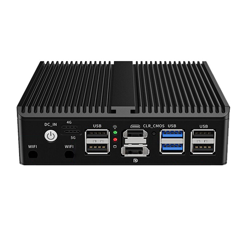 Router lunak tanpa kipas, Mini PC Intel Alder Lake N100 4 * Intel i226 2.5G LAN HDMI DP pfSense 4G/5G Firewall alat ESXI AES-NI