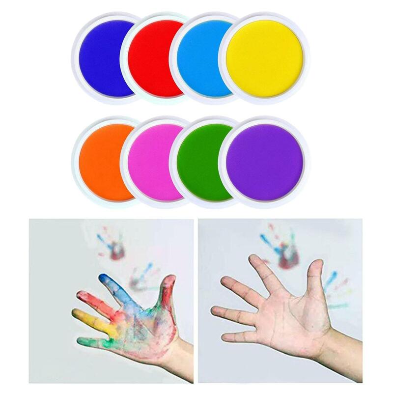 Almohadilla de tinta para manualidades de arcoíris, Jumbo redondo multicolor para profesores de madera, niños