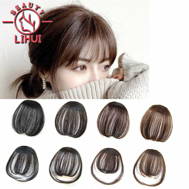 Synthetic Air Bangs Heat Resistant Hairpieces Hair Women Natural Black Light Brown Bangs Hair Clips For Extensions