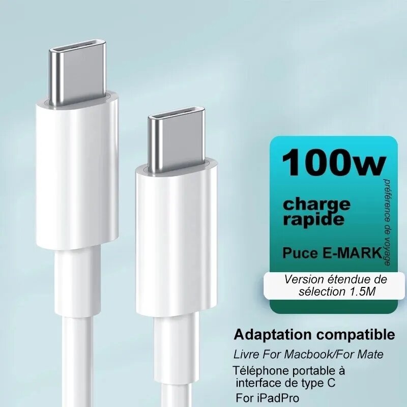 Cable de datos de carga rápida USB C a tipo C, 5A, PD, para iPhone 15 Pro Max, Huawei, Xiaomi 13, 12, Samsung POCO, Oneplus, iPad