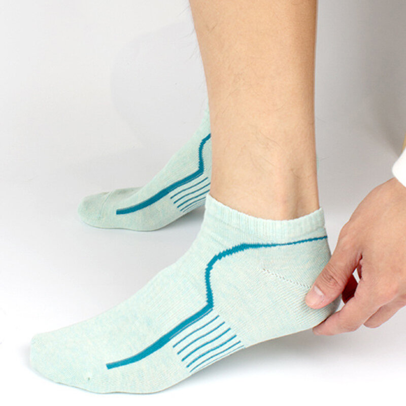 6 pairs Men's Summer Fashion Ankle Socks High Quality Elastic Mesh Breathable Striped Deodorant Men's Short Socks Sports