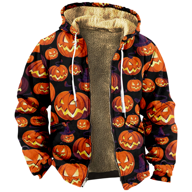 Sudadera con capucha de Halloween para hombre y mujer, abrigo de manga larga con cremallera y cuello levantado, ropa de moda, novedad de 2023