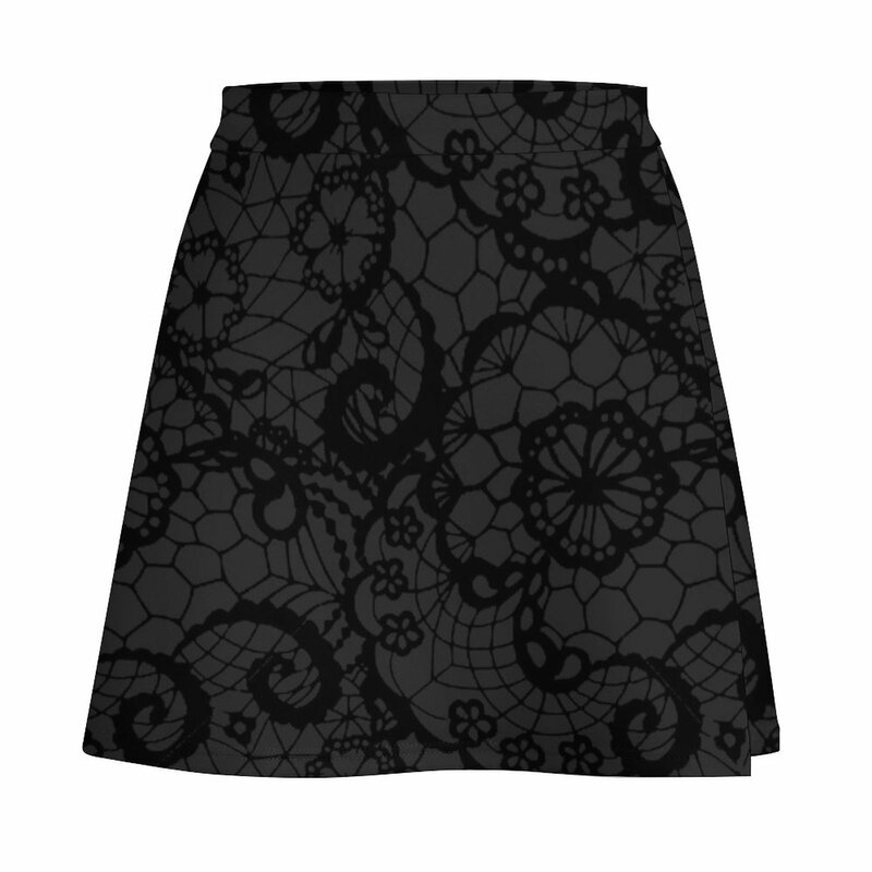 Minifalda de encaje negro para mujer, ropa femenina