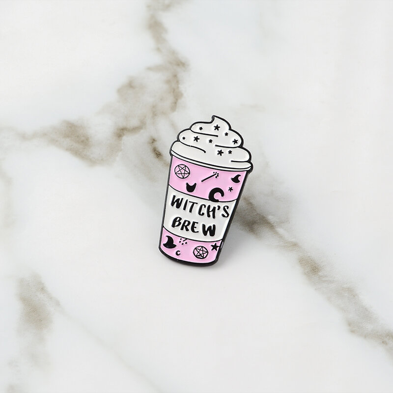 Coffee Milk Beer Enamel Pin Witch's Brew Brooches Lapel Badge Jeans Shirt Backpack Cartoon Drinking Jewelry Gift Coffee Lovers