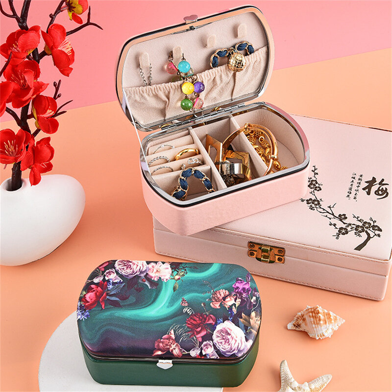Caja de embalaje de joyería de cuero Pu, soporte de exhibición de pendientes, collar, pulsera, organizador de almacenamiento multiusos, estuche portátil de viaje