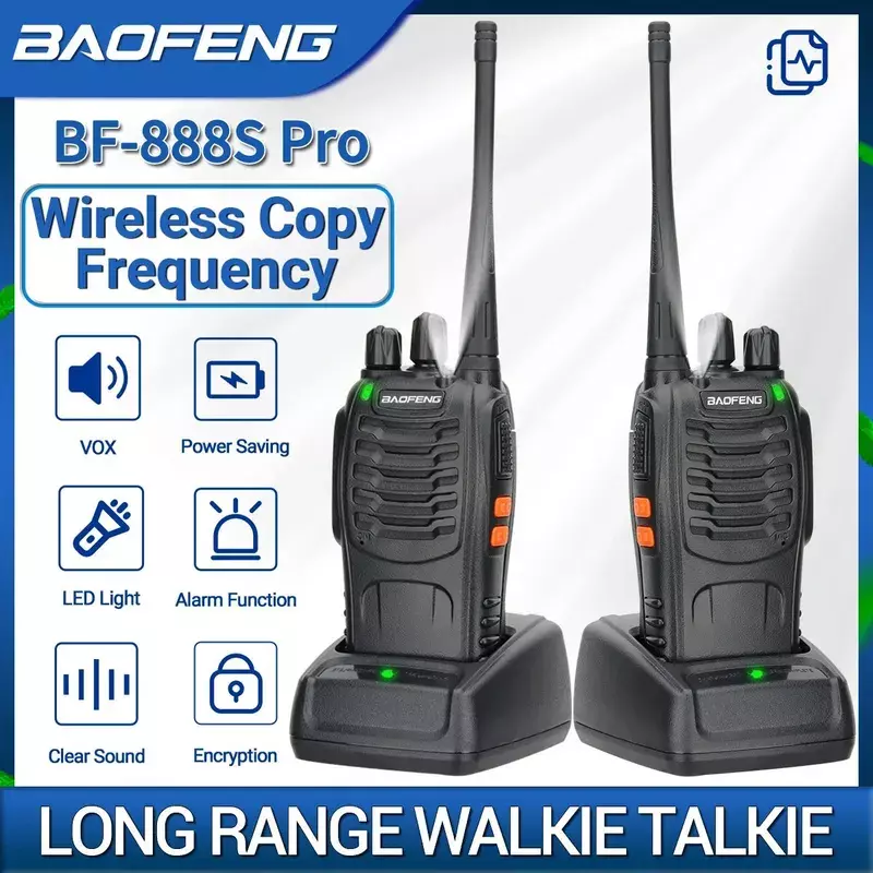 Baofeng BF-888S Pro Walperforated Talkie Sans Fil Copie Morte Longue Portée Portable UHF 400-470MHz Ham Radio Bidirectionnelle pour Camping Hôtel