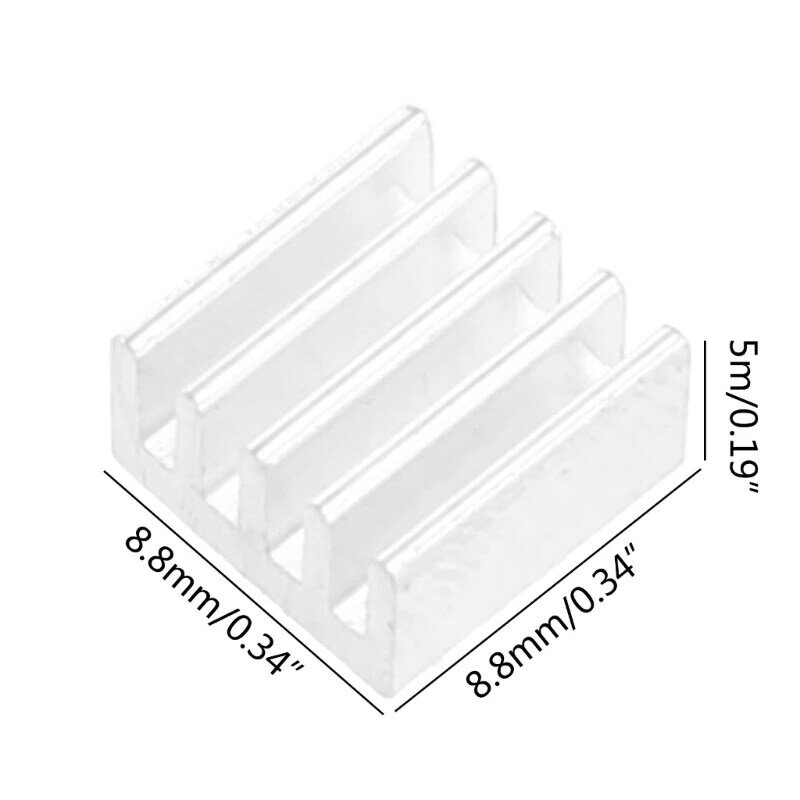 Dissipateur thermique en aluminium haute qualité, 8.8x8.8x5mm, pour puce mémoire LED IC, 5 pièces