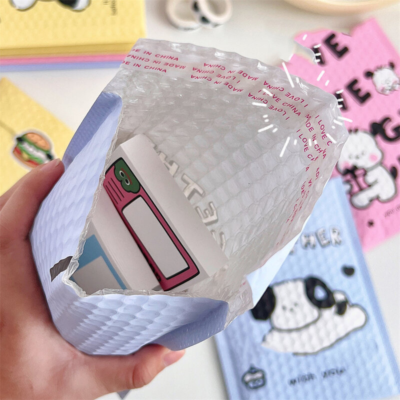 Mini bolsa de regalo a prueba de golpes, bolsas de burbujas de polietileno azul/rosa, autosellado, embalaje de mensajería, 10 piezas, 15x20cm