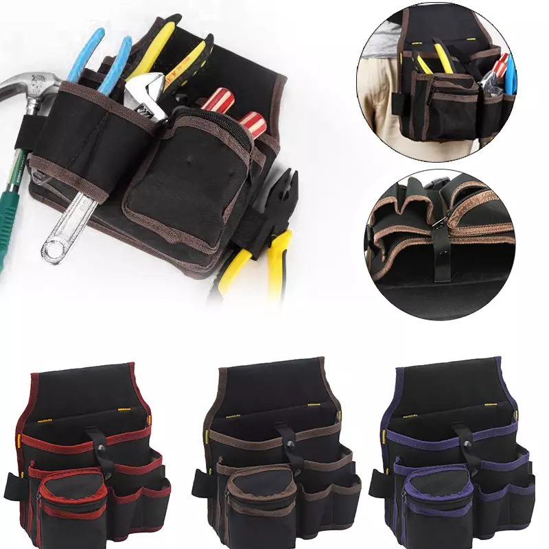 Belt Waist Pocket Case High Capacity Tool Bag 9 in 1 Tool Bag Premium Polyester Fabric Tool Bag Electrician Waist Bag