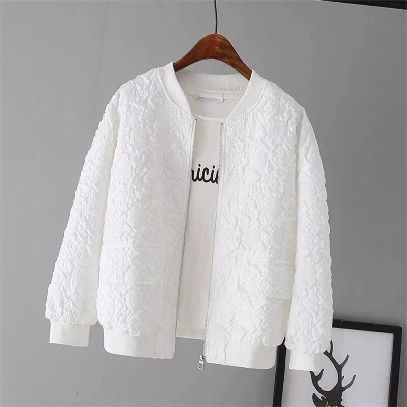Cor sólida senhoras jaqueta de beisebol curto 2023 nova primavera coreana casual branco jaqueta superior feminino cardigan zíper jaquetas moda