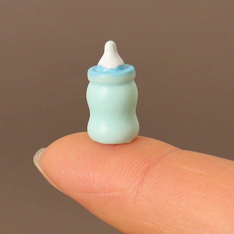 2Pcs1:12 Cute Simulation Mini Milk Bottle Miniature Baby Bottle DIY Dollhouse Accessories