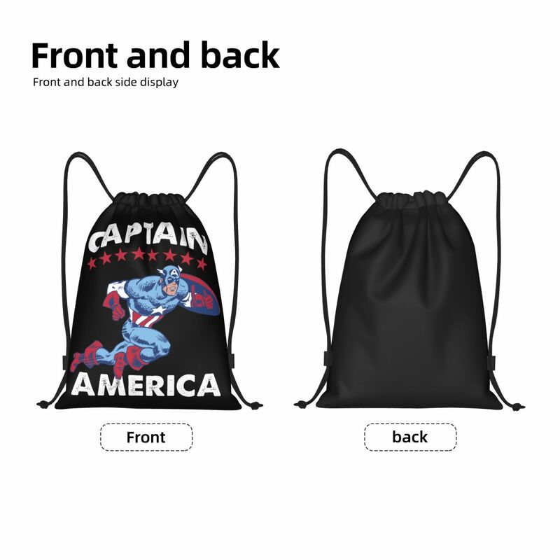Custom Captain America Americana Drawstring Bags Men Women Portable Sports Gym Sackpack Shopping Storage Backpacks